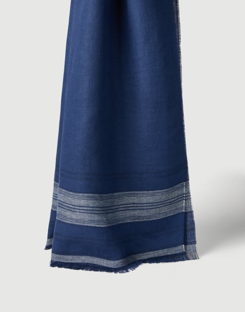 Bufanda de lino Azul Royal Hombre - Brunello Cucinelli