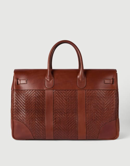 Calfskin and cowhide bag Cognac Man - Brunello Cucinelli
