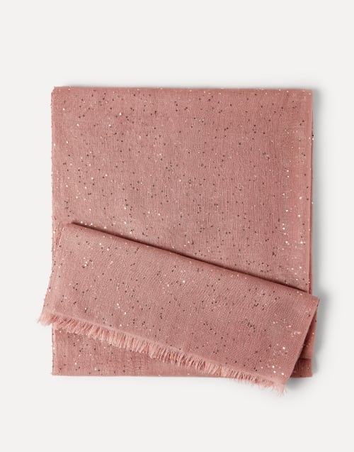 Cashmere and silk Diamond yarn scarf Pink Woman - Brunello Cucinelli