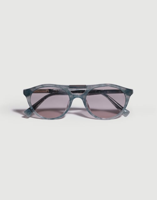 Round acetate sunglasses Cashmere Grey Eyewear - Brunello Cucinelli