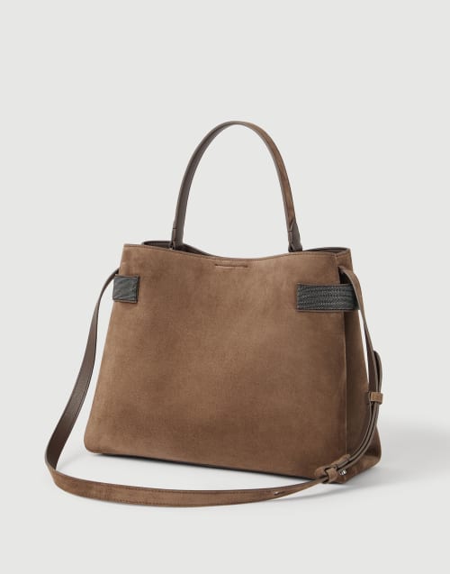 Suede Top-Handle Essence bag Bark Woman - Brunello Cucinelli