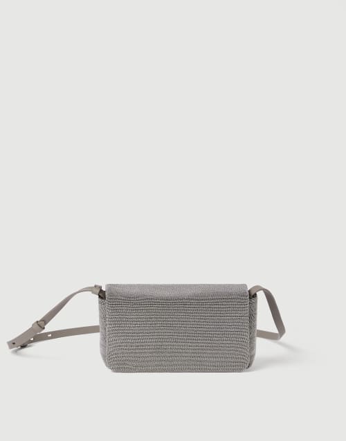 Precious flap bag in grained leather Lignite Grey Woman - Brunello Cucinelli