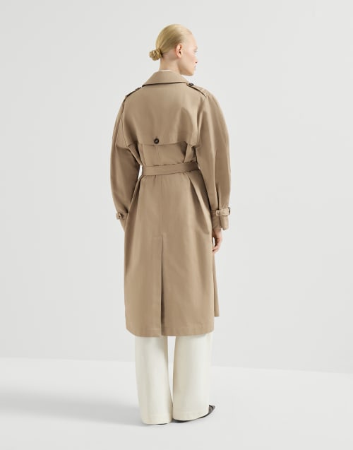 Twill trench with monili Camel Woman - Brunello Cucinelli