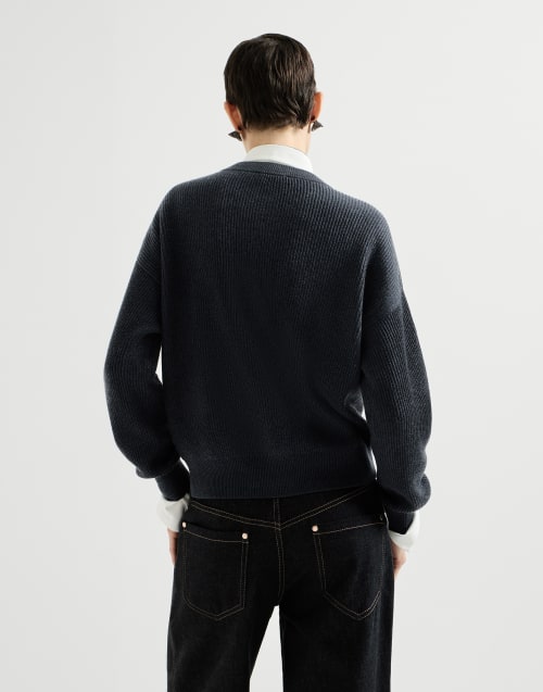 Sparkling cashmere cardigan Blue Woman - Brunello Cucinelli