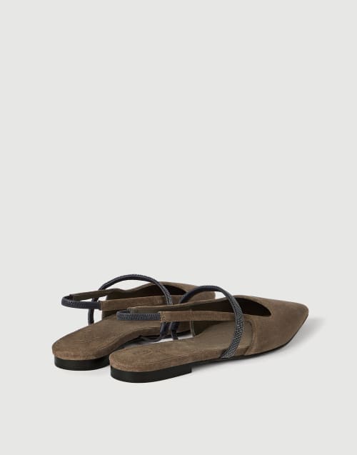 Suede slingback flats Brown Woman - Brunello Cucinelli
