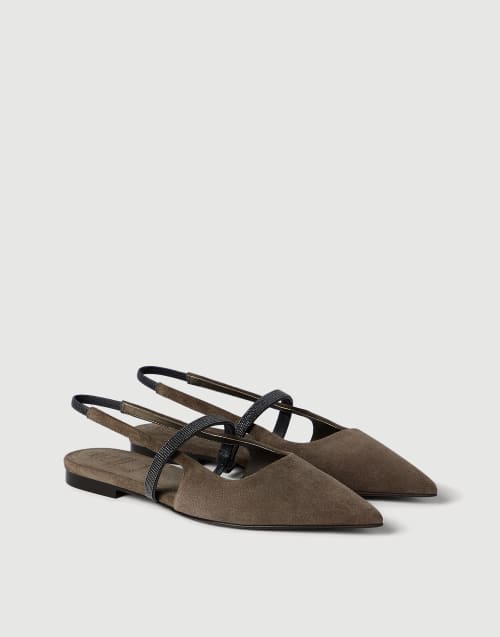 Suede slingback flats Brown Woman - Brunello Cucinelli