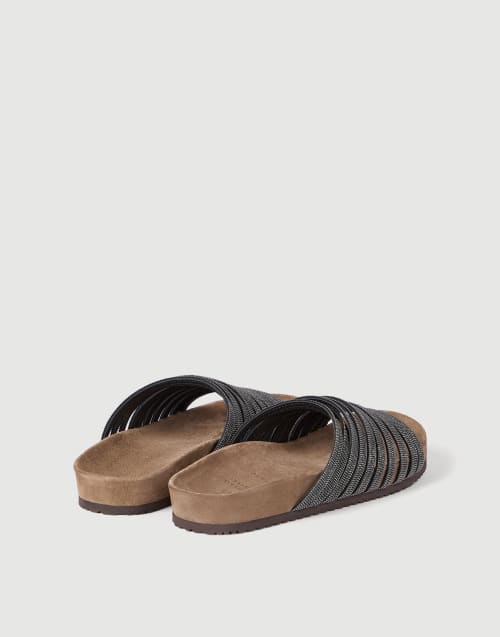 Slides in camoscio Nero Donna - Brunello Cucinelli