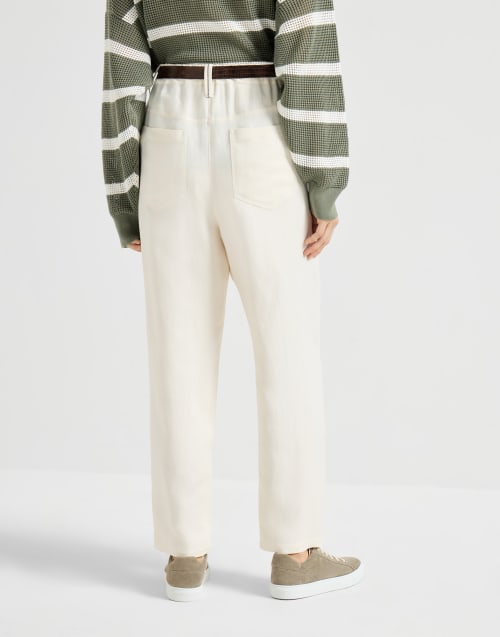 Fluid twill baggy trousers Ivory Woman - Brunello Cucinelli