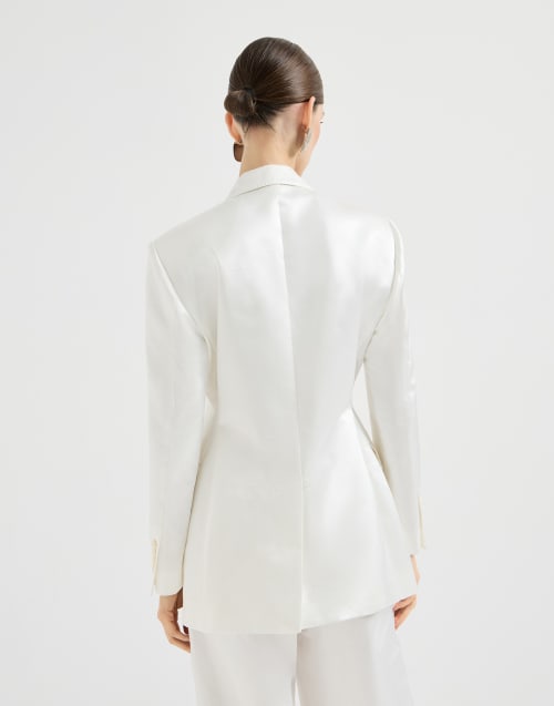 Satin blazer with monili White Woman - Brunello Cucinelli