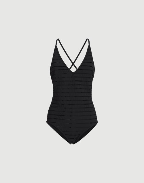 Dazzling stripes bathing suit Lignite Grey Woman - Brunello Cucinelli