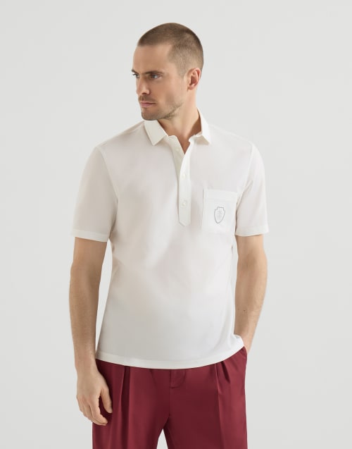 Polo with pocket and logo Panama Man - Brunello Cucinelli