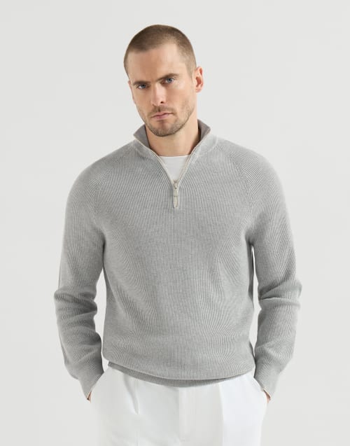 English Rib knit sweater Light Grey Man - Brunello Cucinelli