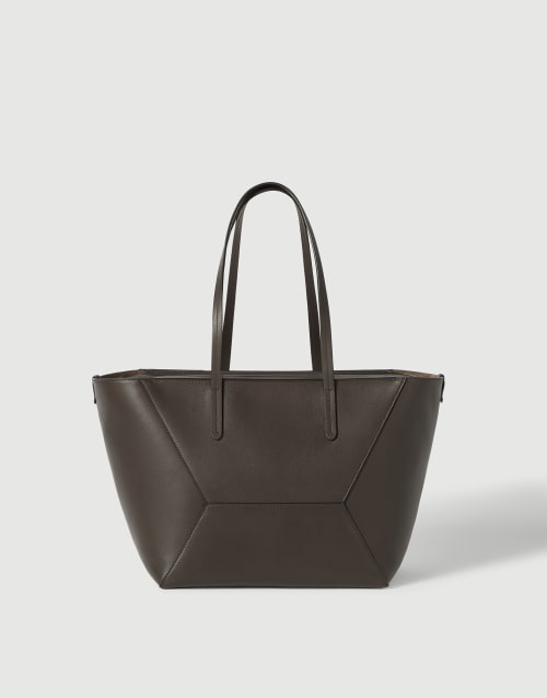 Calfskin small BC Duo bag Dark Mahogany Woman - Brunello Cucinelli