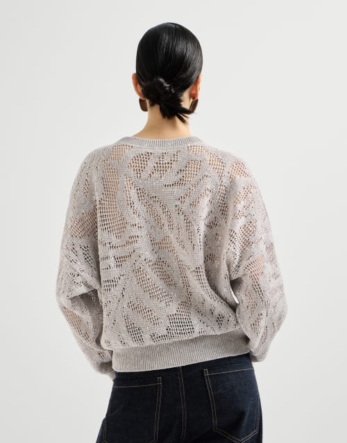 闪耀睡莲装饰针织衫 冷米色 女款 - Brunello Cucinelli