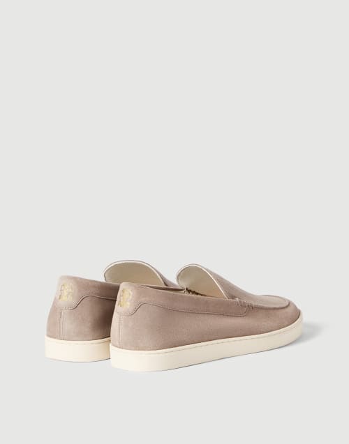 Slip-on en daim effet chevrons Gris Clair Homme - Brunello Cucinelli