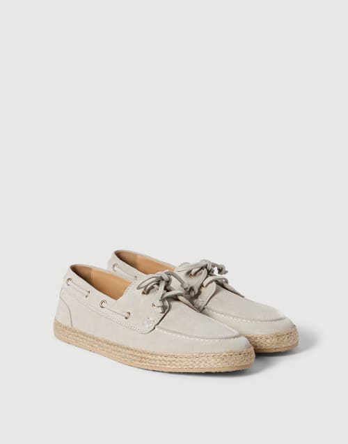 Suede boat shoes Light Grey Man - Brunello Cucinelli