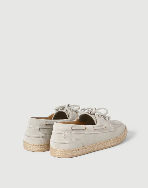 Suede boat shoes Light Grey Man - Brunello Cucinelli