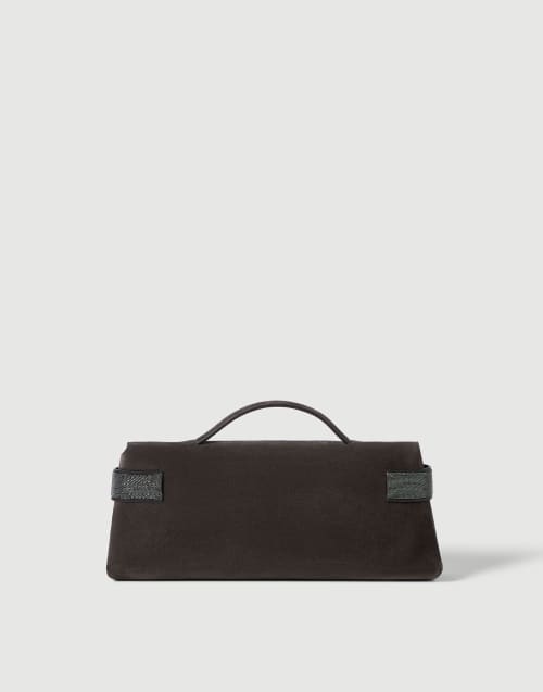 Сумка-клатч Essence из замши Перечный Женщина - Brunello Cucinelli