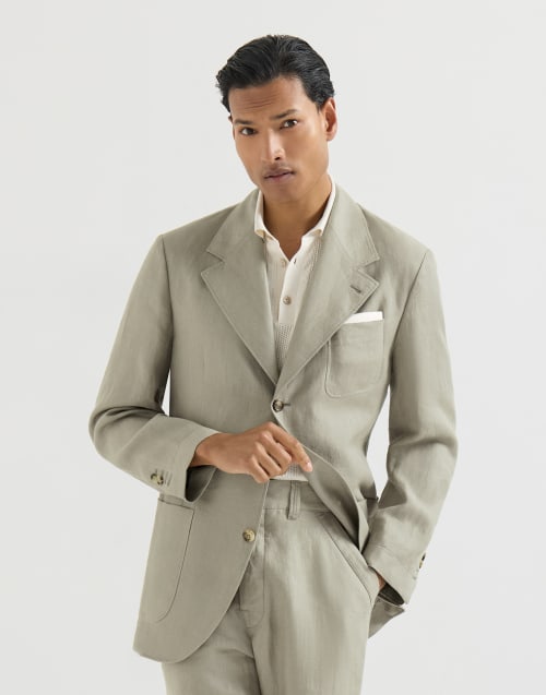 Chevron unlined blazer Sage Man - Brunello Cucinelli