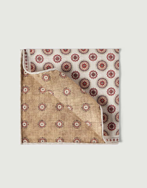 Pañuelo de bolsillo de seda con estampado Blanco Hombre - Brunello Cucinelli