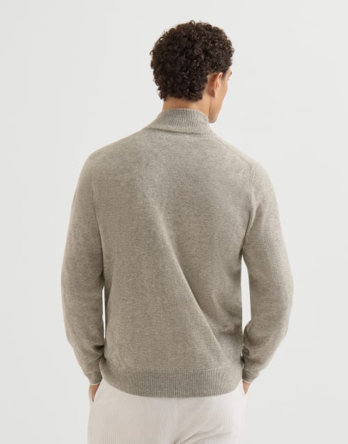 Cashmere high-neck cardigan with zipper for Man in Beige