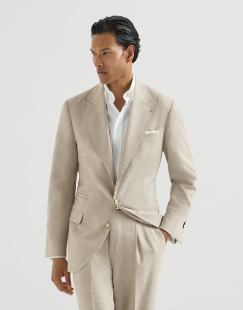 Blazer deconstruido de sarga Gris Piedra Hombre - Brunello Cucinelli