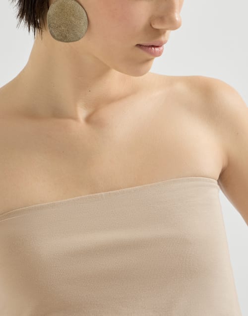 Jersey bandeau top for Woman in Sand | Brunello Cucinelli