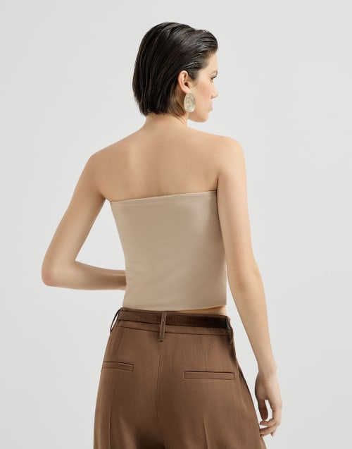 Jersey bandeau top for Woman in Sand | Brunello Cucinelli