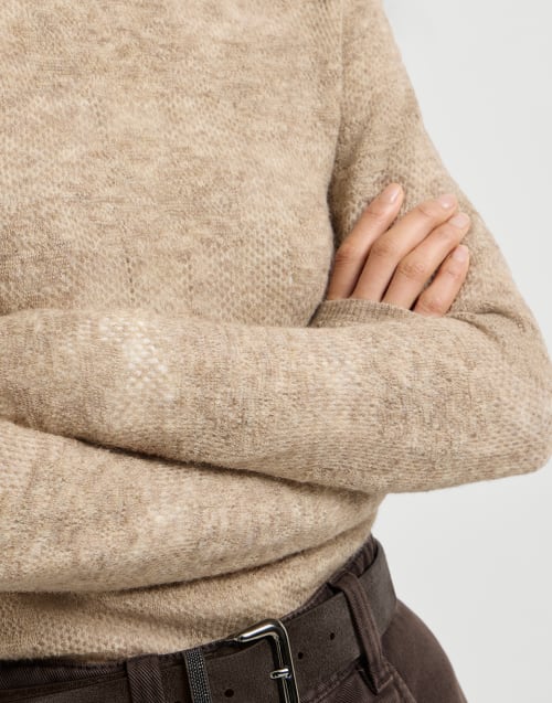Flower lace sweater for Woman in Beige | Brunello Cucinelli