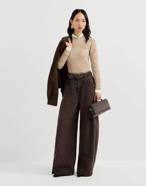 Flower lace sweater for Woman in Beige | Brunello Cucinelli