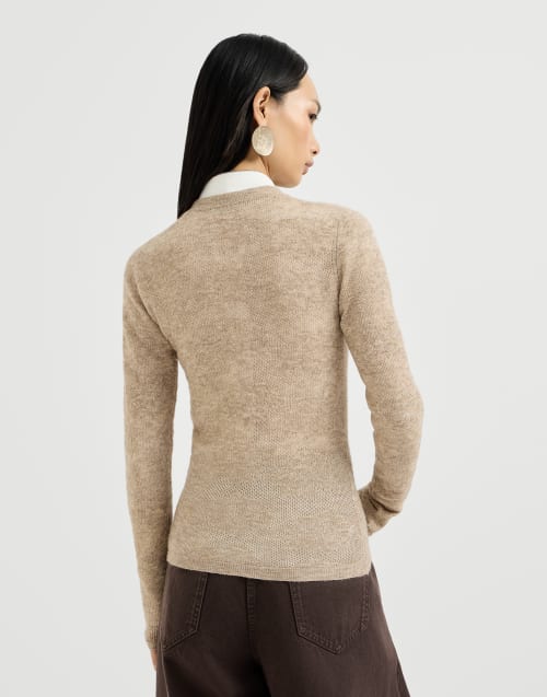 Flower lace sweater for Woman in Beige | Brunello Cucinelli