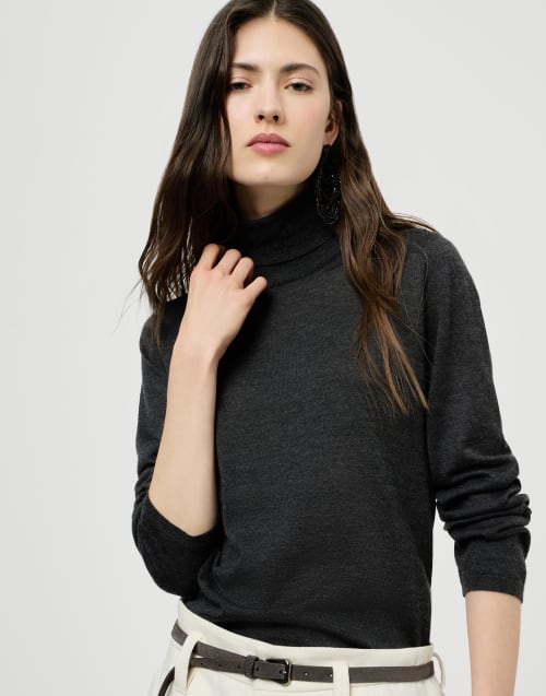 Cashmere turtleneck sweater for Woman in Anthracite | Brunello