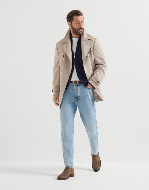 Cashmere high-neck cardigan with zipper for Man in Navy Blue