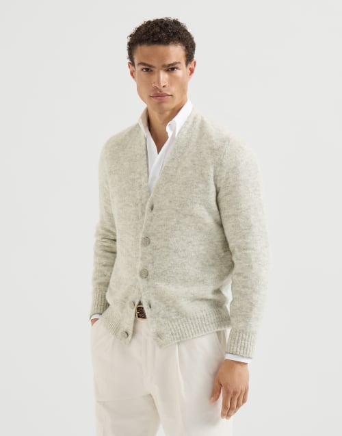Alpaca-blend cardigan for Man in Medium Grey | Brunello Cucinelli