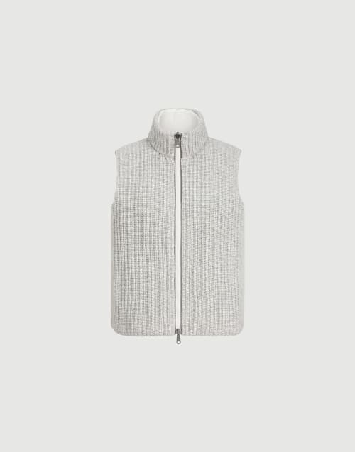 Cashmere Feather yarn reversible outerwear for Woman in Light Grey