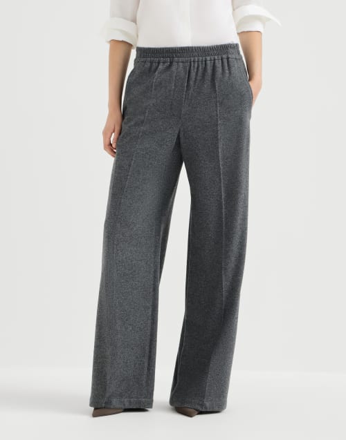 Brunello Cucinelli ウールパンツ ダークグレー 新品 Pleated Wide Track trousers for Woman in Anthracite | Brunello