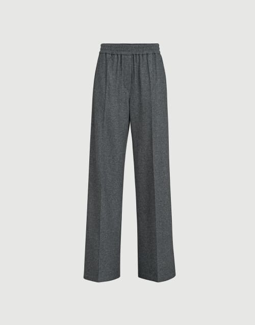 Pleated Wide Track trousers for Woman in Anthracite | Brunello