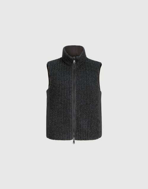 ☆BRUNELLO CUCINELLI☆ダウンベスト☆カシミヤ☆リバーシブル☆ Cashmere Feather yarn reversible outerwear for Woman in Lignite