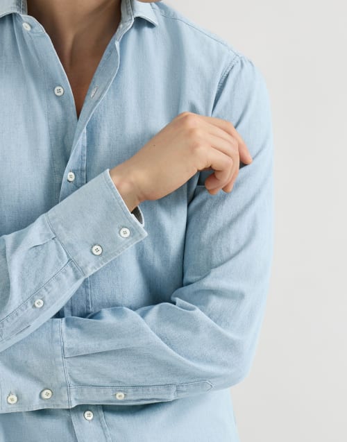 Chambray shirt Medium Denim Man - Brunello Cucinelli