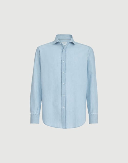 Chambray shirt Medium Denim Man - Brunello Cucinelli