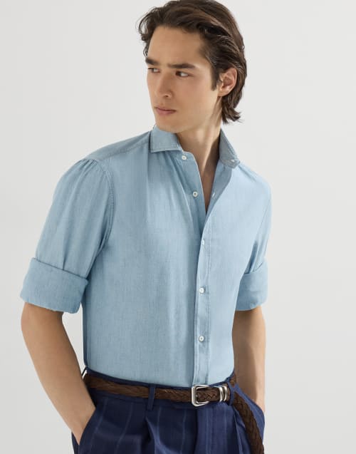Chambray shirt Medium Denim Man - Brunello Cucinelli