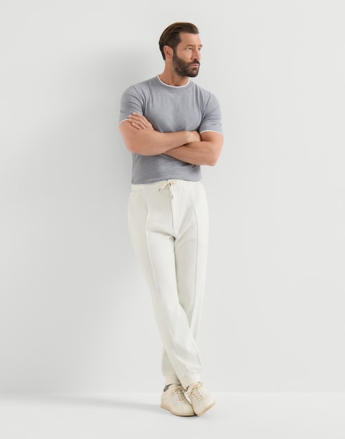 Double cloth trousers for Man in Off-White | Brunello Cucinelli