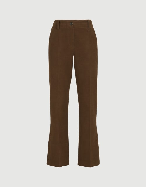 Pantalone Cigarette in moleskin Cacao Donna - Brunello Cucinelli