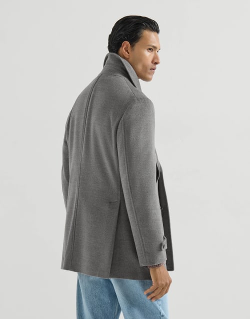 BRUNELLO CUCINELLI グレーコート Mサイズ Virgin wool pea coat for Man in Grey | Brunello Cucinelli