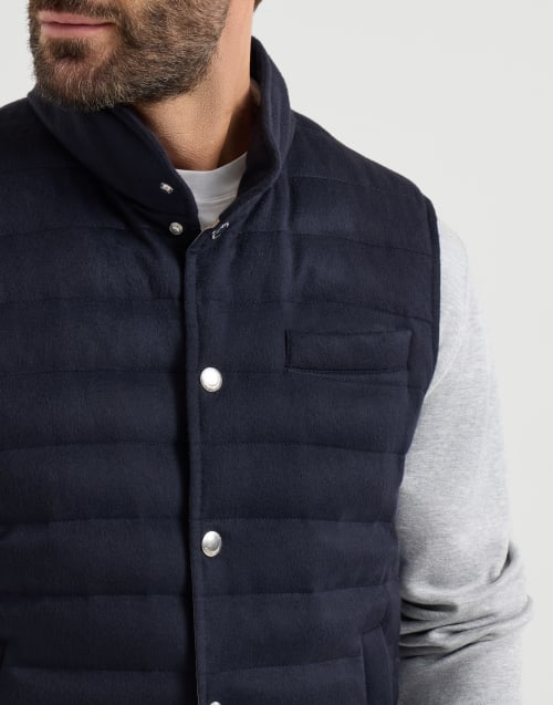 メンズ 向け ブルー フランネル ダウンベスト | Brunello Cucinelli