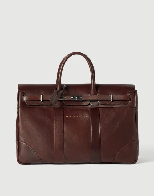 BRUNELLO CUCINELLI カーフスキン　カントリーバッグ メンズ 向け バーガンディー カーフスキン カントリーバッグ