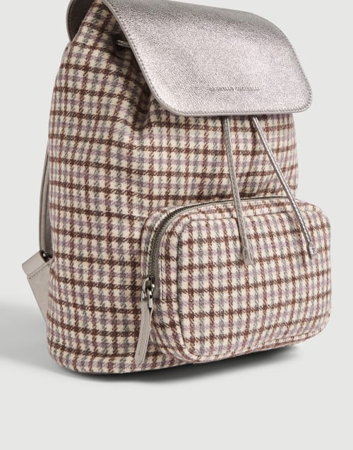 Wool, alpaca and leather backpack Brown Girls - Brunello Cucinelli