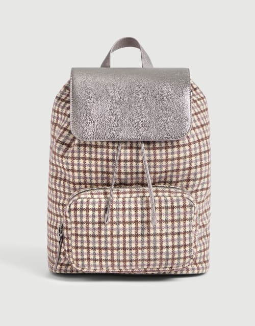 Wool, alpaca and leather backpack Brown Girls - Brunello Cucinelli