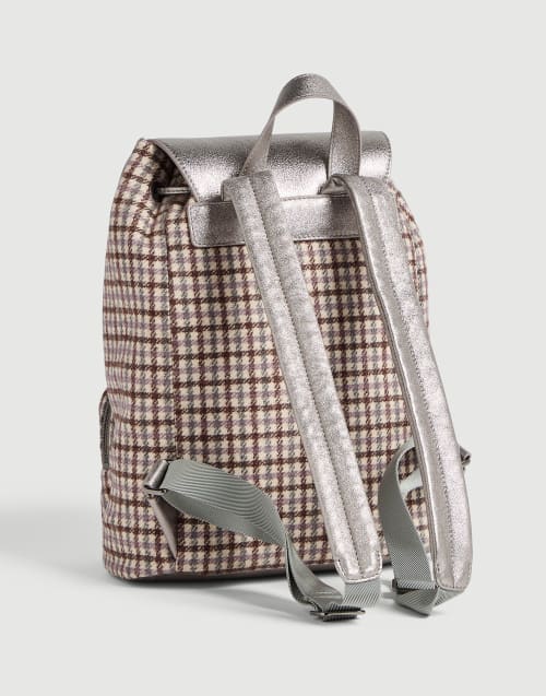 Wool, alpaca and leather backpack Brown Girls - Brunello Cucinelli