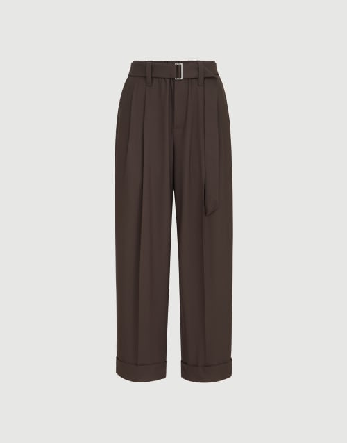 Sartorial Baggy trousers for Woman in Coffee | Brunello Cucinelli